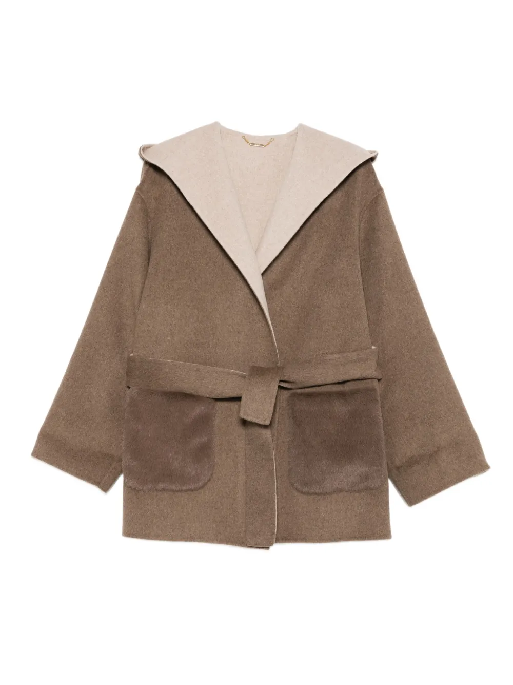 hooded belted coat