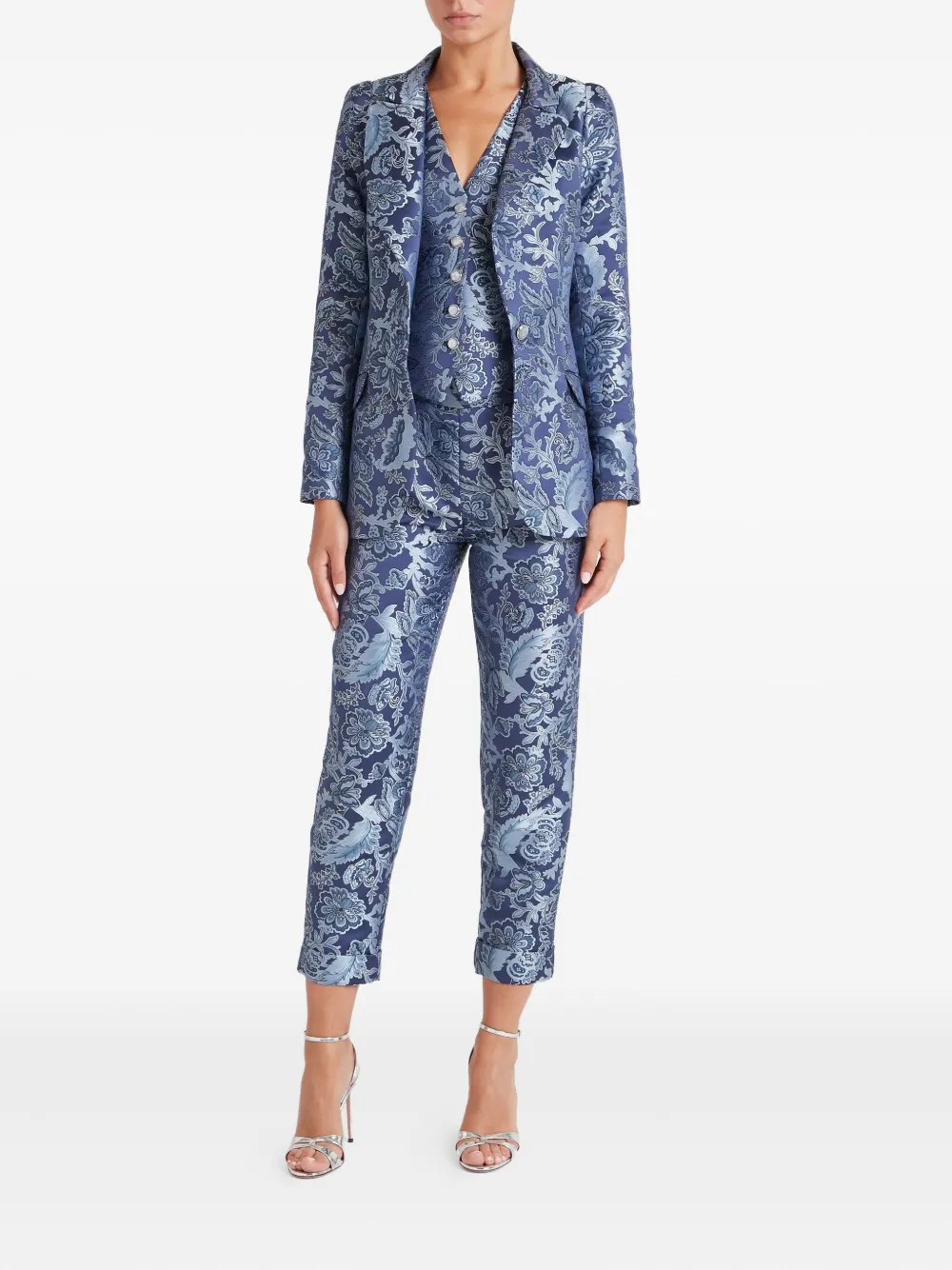 Temperley London Francis blazer met bloemenprint en lange mouwen - Blauw