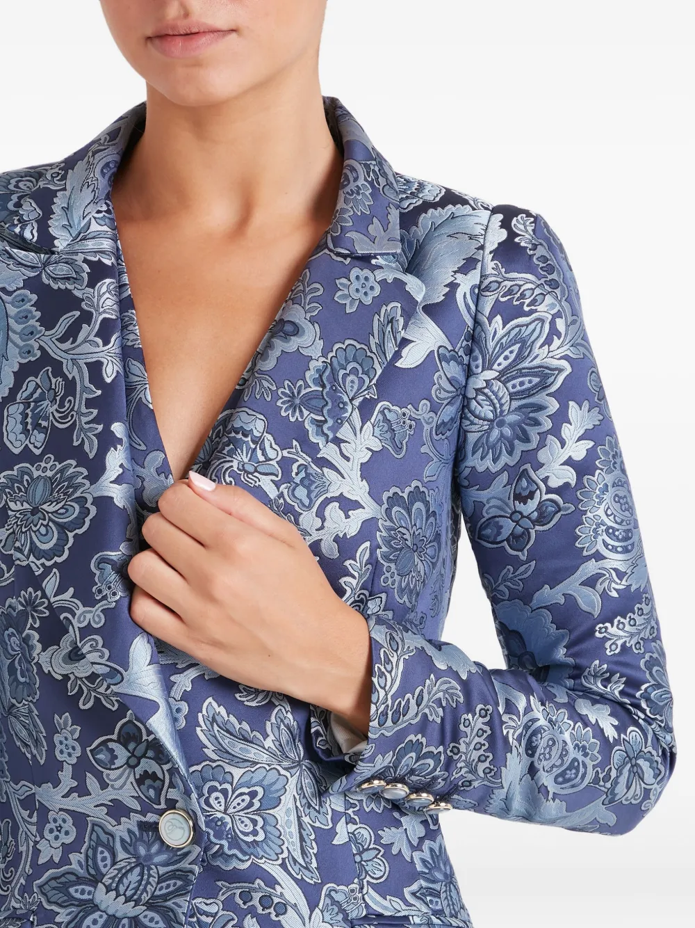 Temperley London Francis blazer met bloemenprint en lange mouwen Blauw