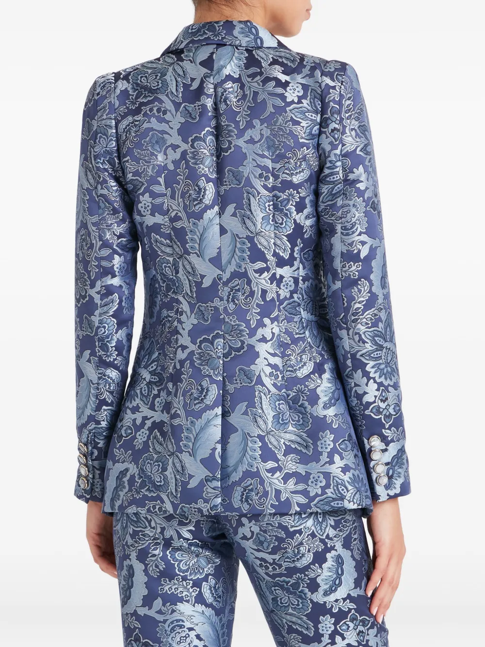 Temperley London Francis blazer met bloemenprint en lange mouwen Blauw