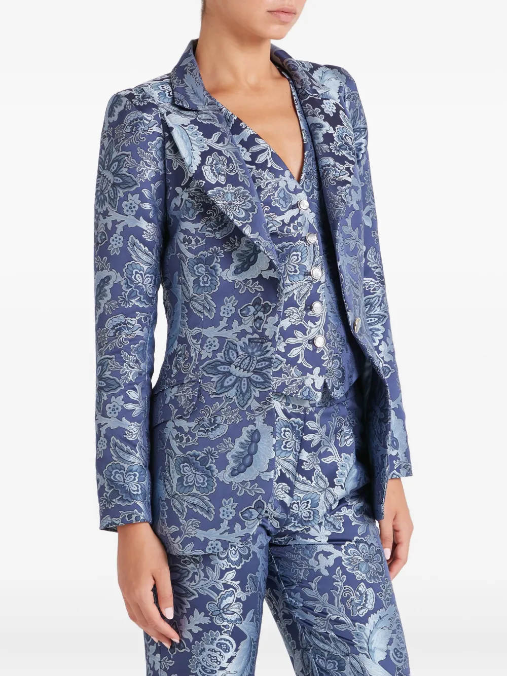 Temperley London Francis blazer met bloemenprint en lange mouwen Blauw