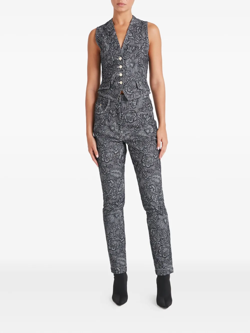 Temperley London Gilet met bloemenprint en knopen Zwart