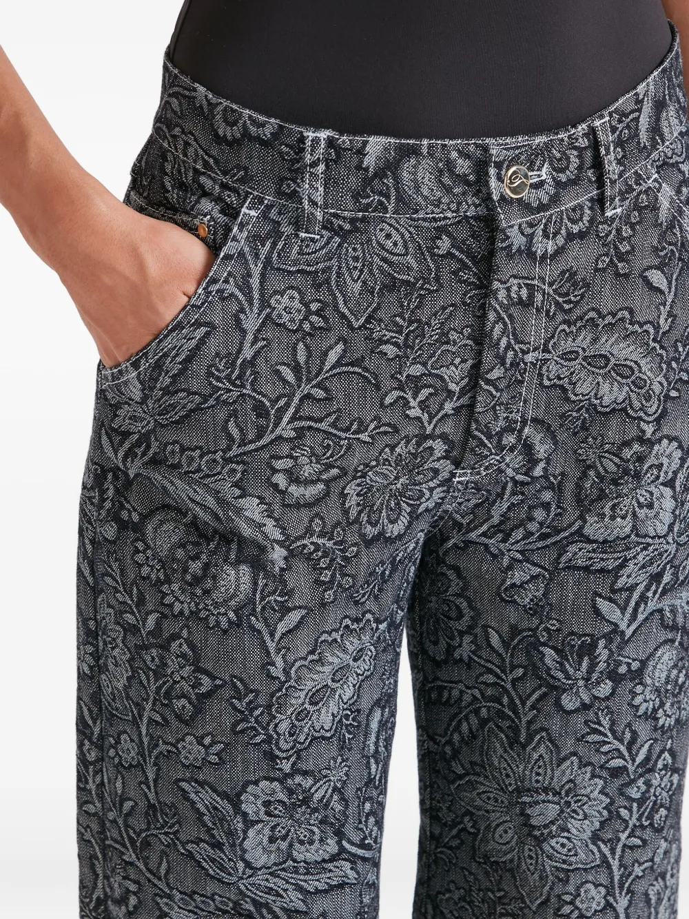 Temperley London Floral-print Jacquard Jeans In Gray
