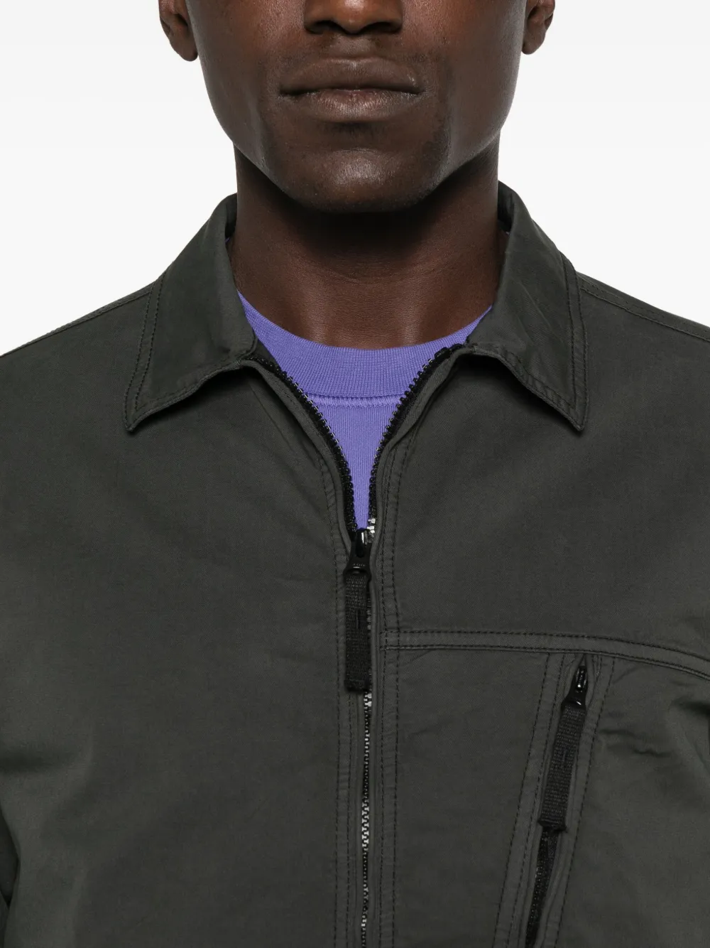 Stone Island Jack met rits en zak Grijs