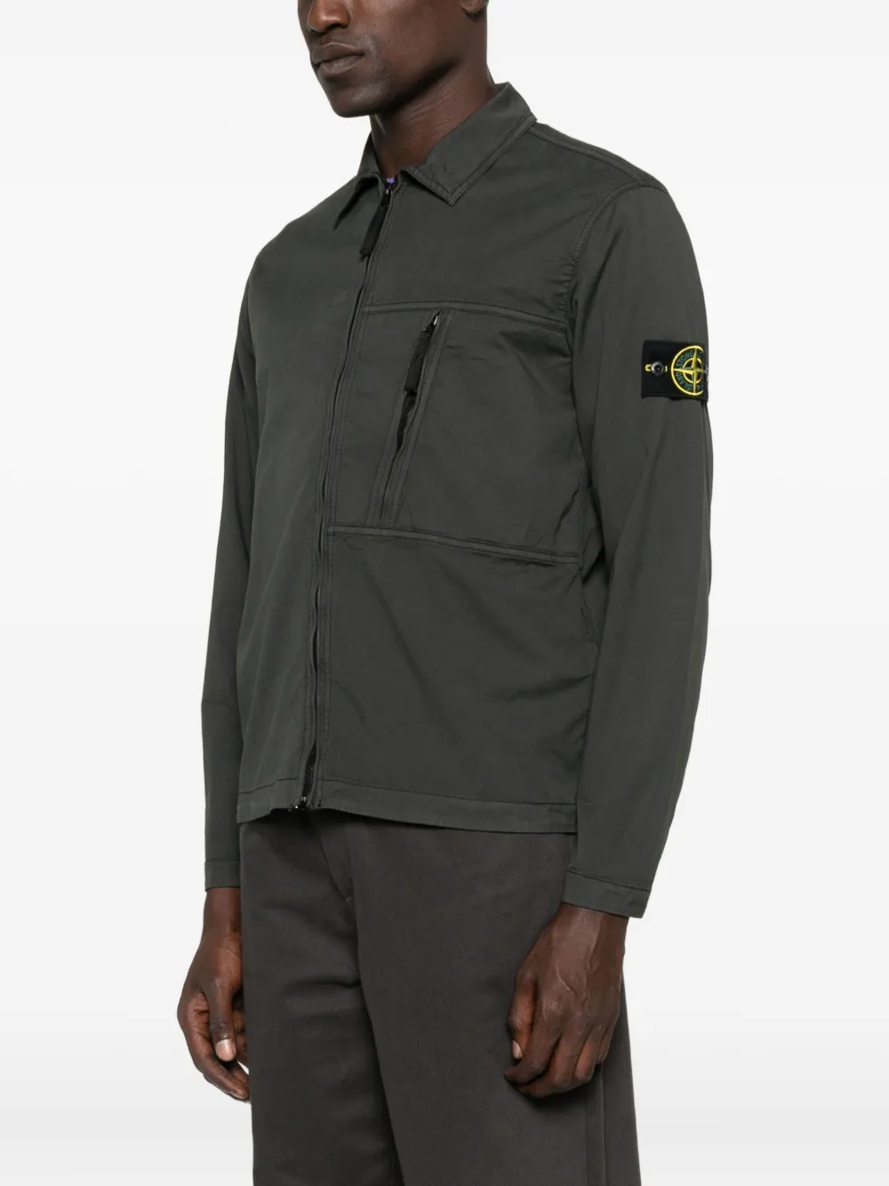 Stone Island Jack met rits en zak Grijs
