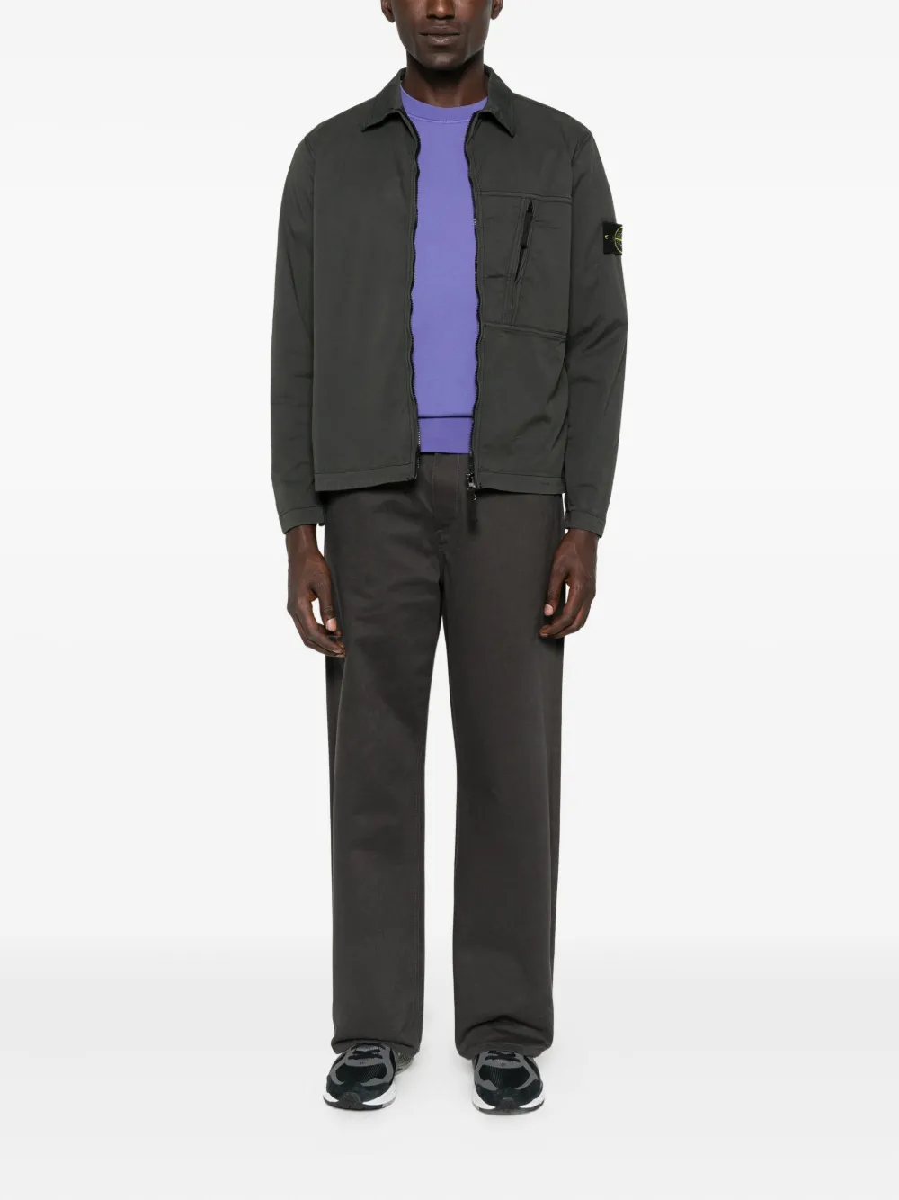 Stone Island Jack met rits en zak Grijs