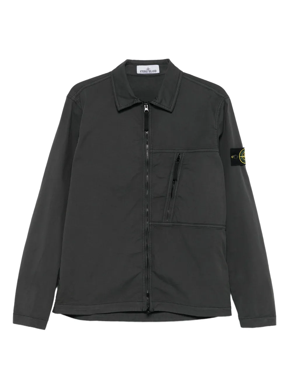 Stone Island Jack met rits en zak Grijs