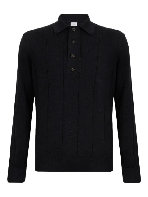 Eleventy long-sleeve ribbed polo shirt