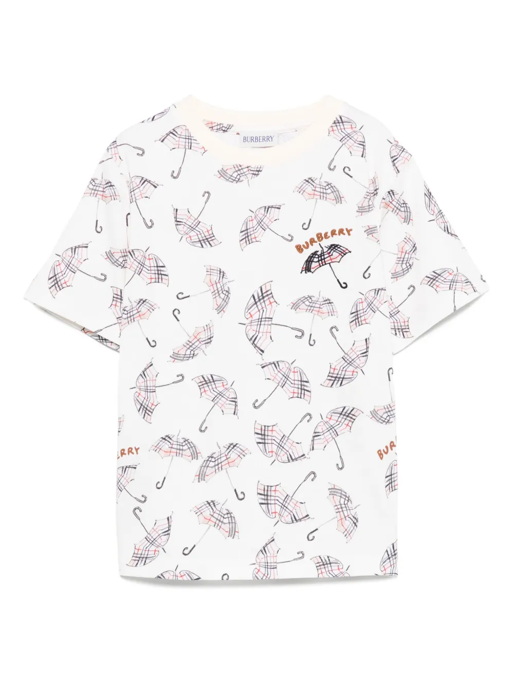 Burberry Kids umbrella-print cotton T-shirt Beige