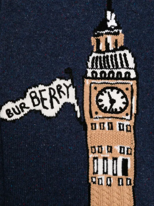 Burberry Kids Big Ben-intarsia Wool Jumper | Blue | FARFETCH
