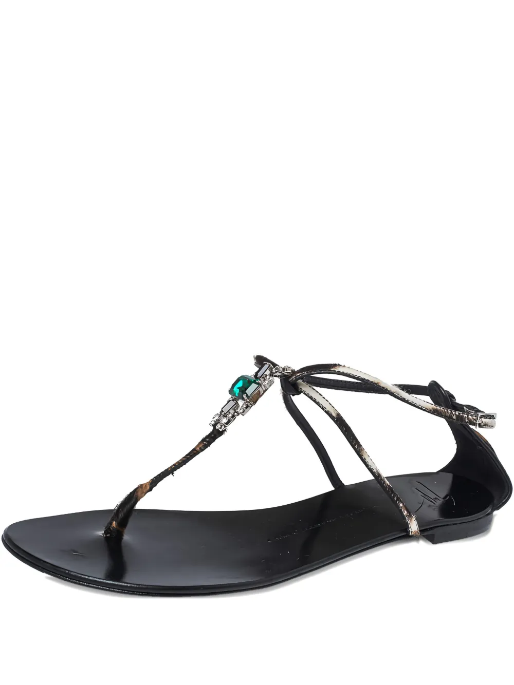 Giuseppe Zanotti Vintage Flache Sandalen mit Kristallen - Braun