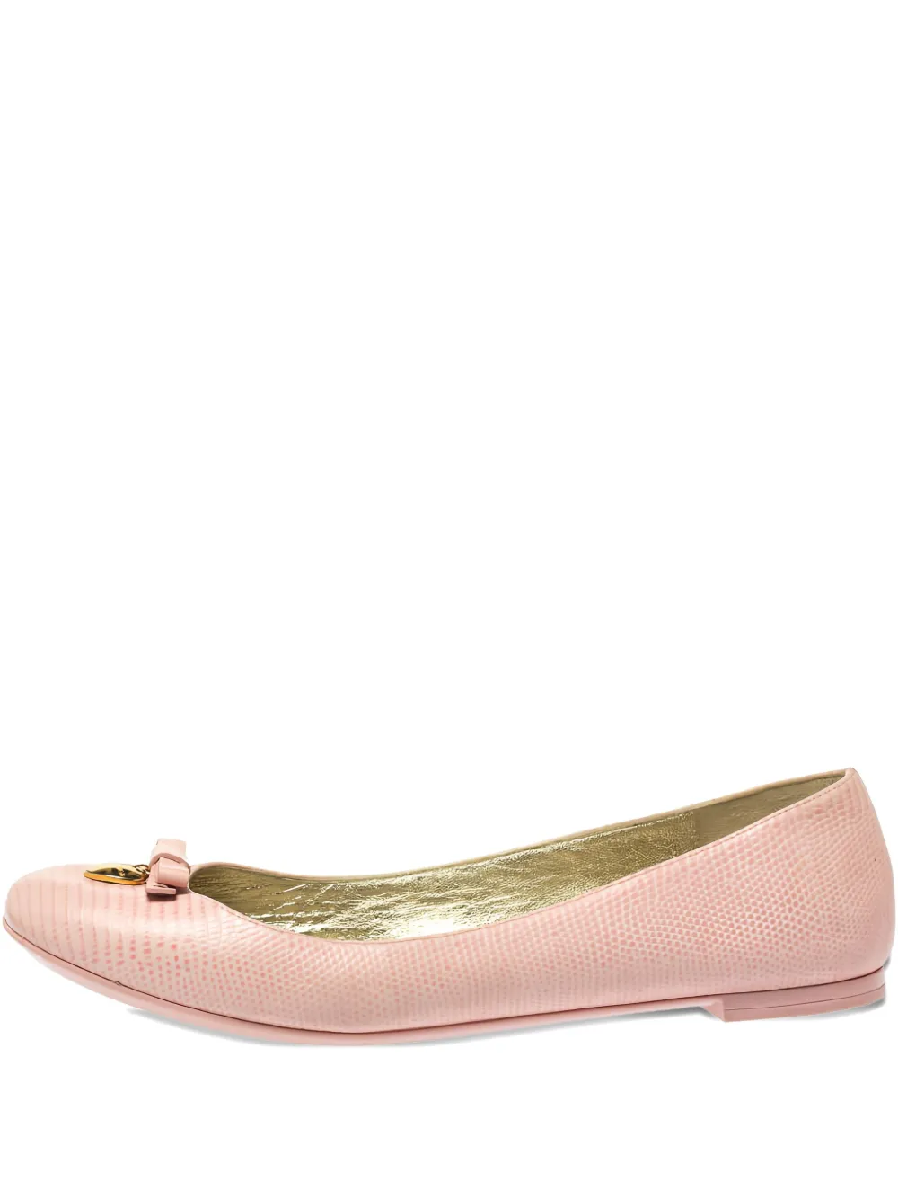 Pre-owned Dolce & Gabbana Leather Bow Ballet Flats In Pink