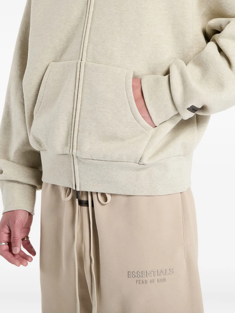 FEAR OF GOD ESSENTIALS full zip hoodie Beige
