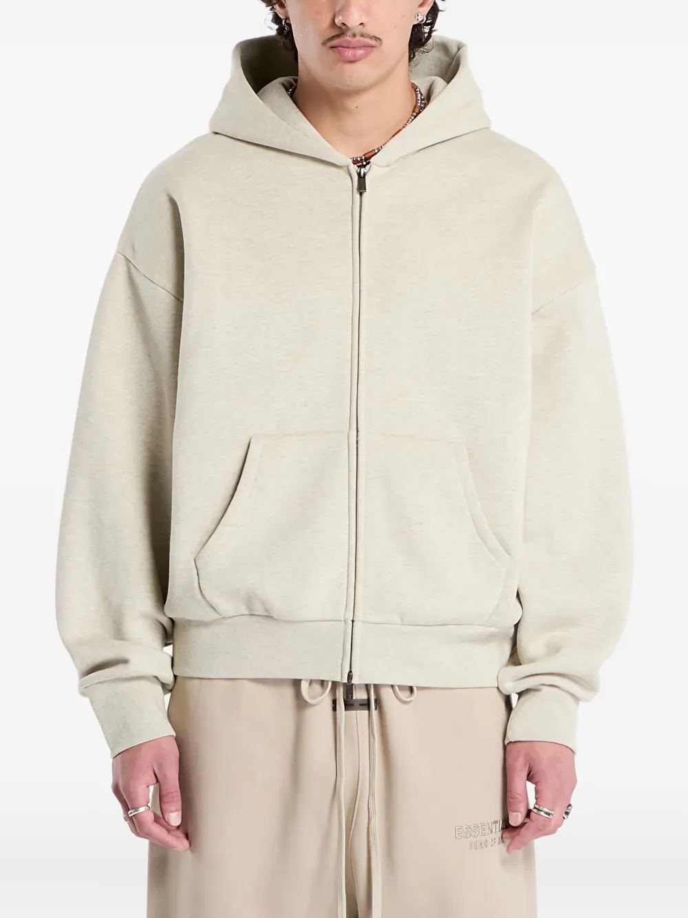 Essentials Full Zip Hoodie In Neutral