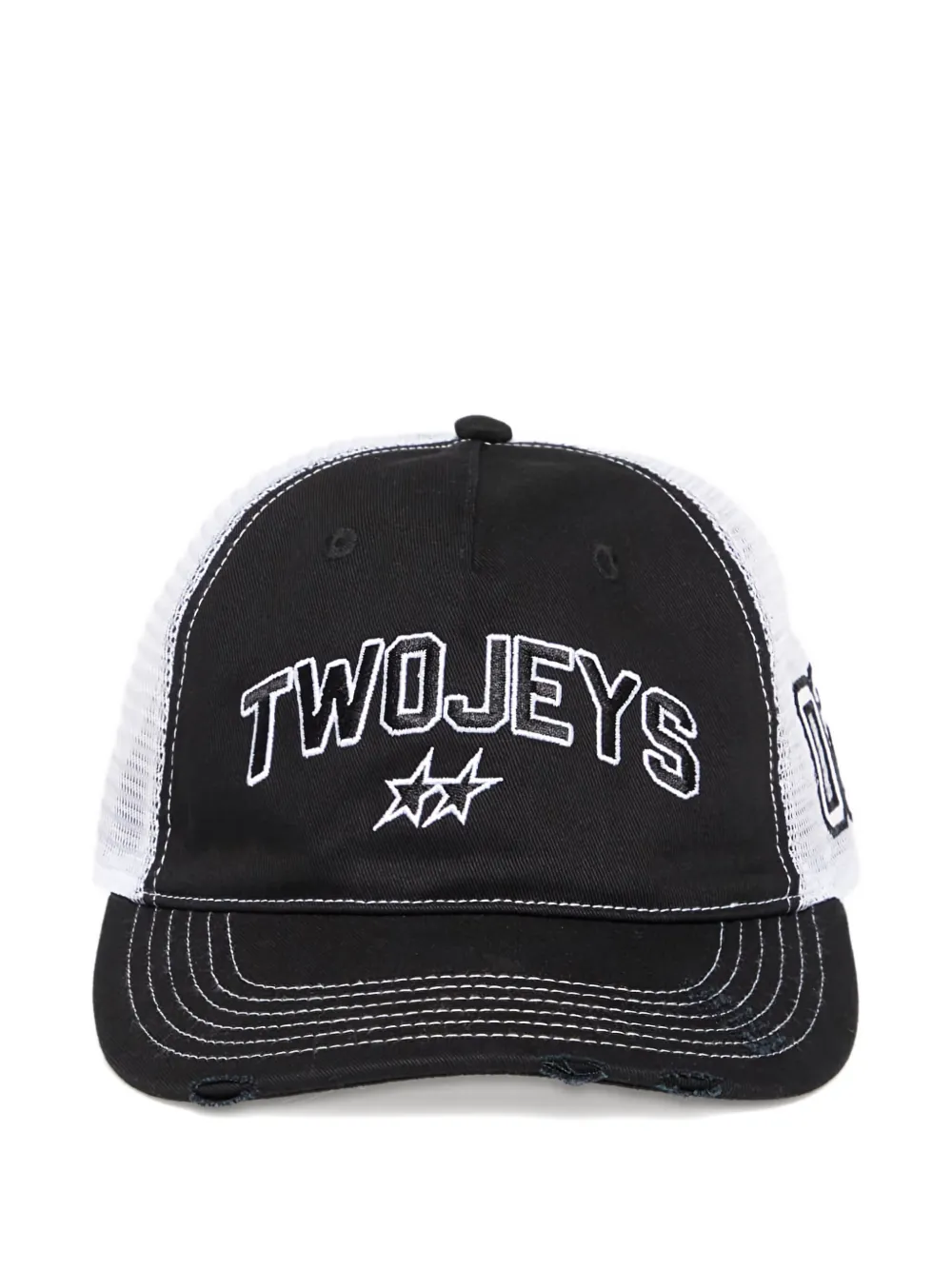 Twojeys Distressed-mesh Trucker Cap In Black