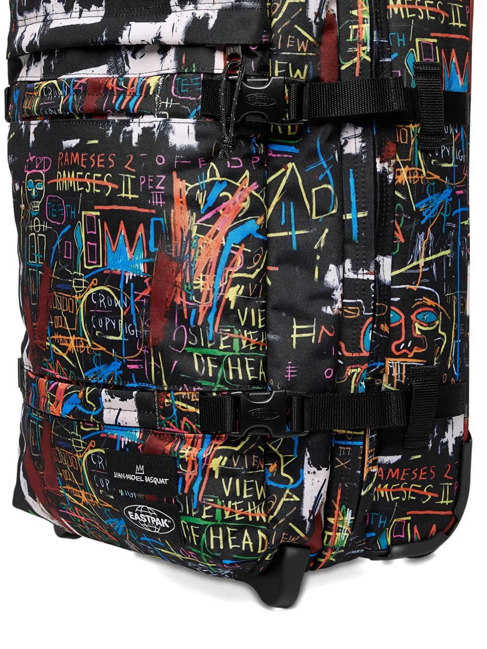 Eastpak x Basquiat small Transit'r graffiti-print wheeled luggage Zwart