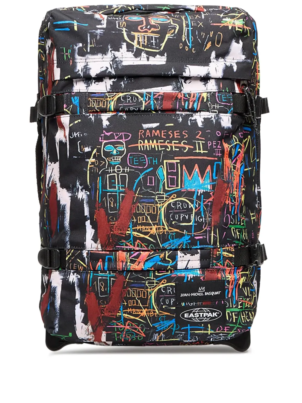 Eastpak x Basquiat small Transit'r graffiti-print wheeled luggage Zwart