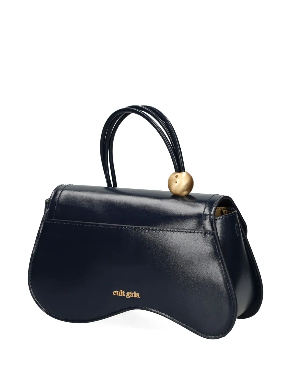 Cult Gaia curved-handle leather tote bag Zwart