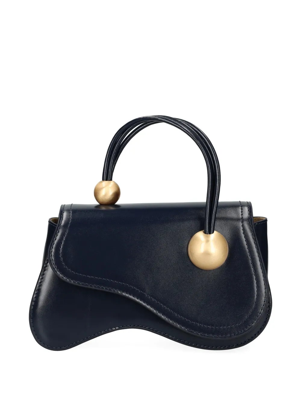 Cult Gaia curved-handle leather tote bag Zwart