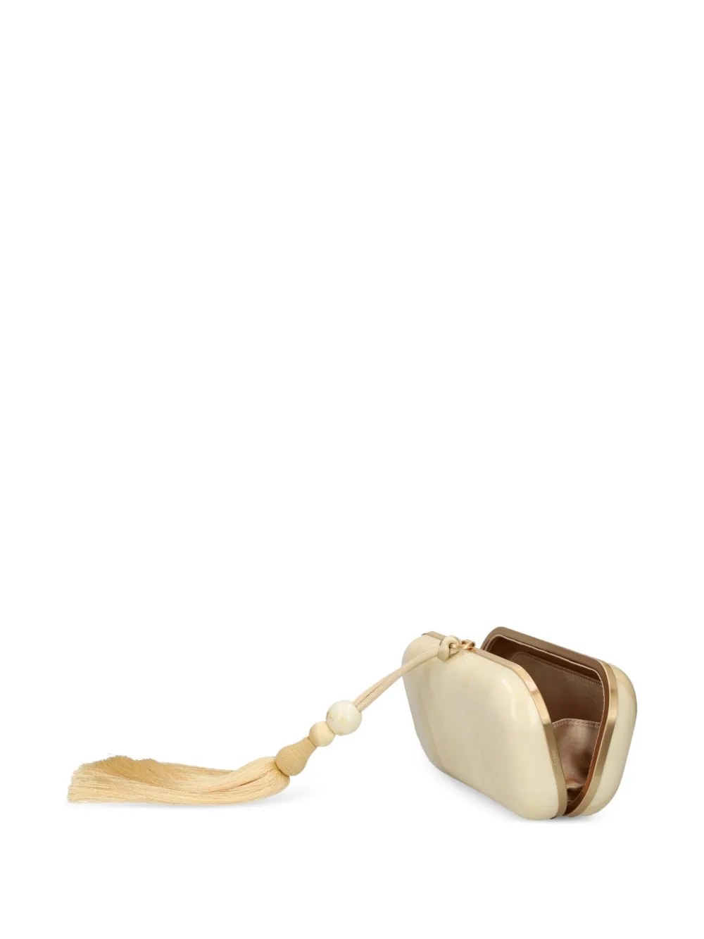 Cult Gaia Yasmin marble-effect tassel clutch Beige