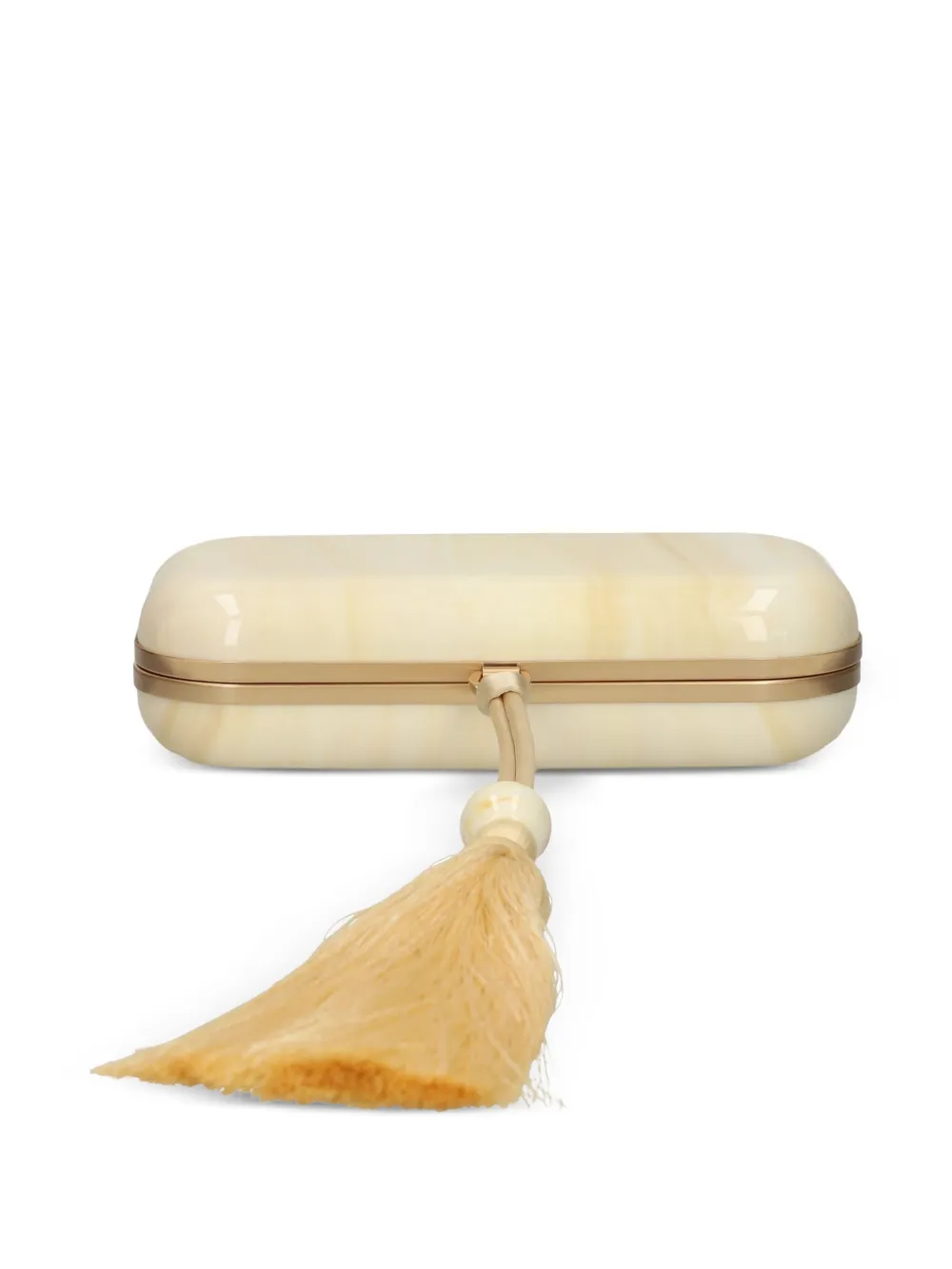 Cult Gaia Yasmin marble-effect tassel clutch Beige