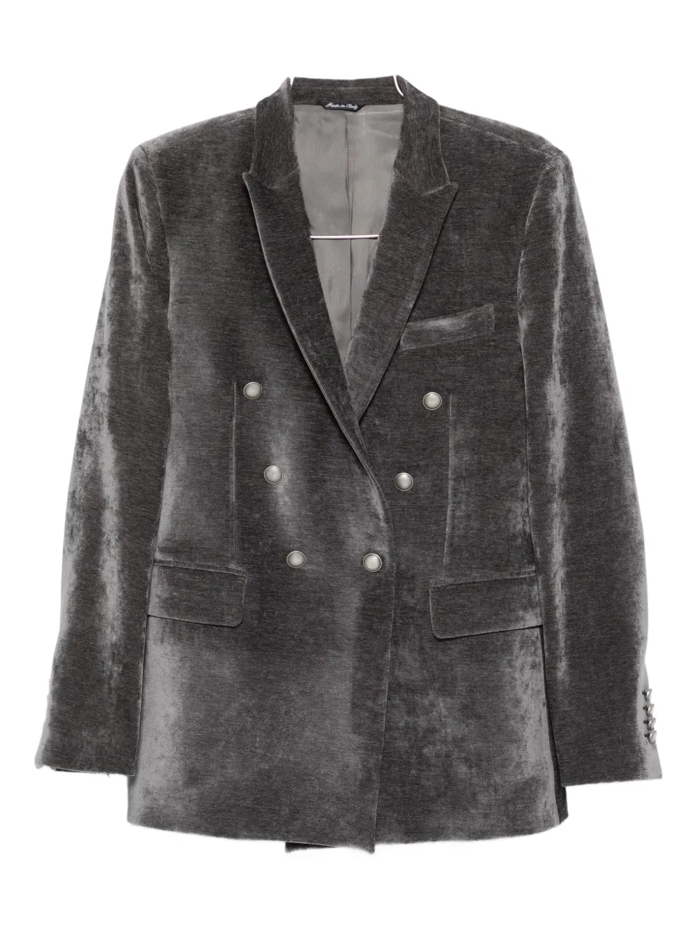 Reveres 1949 double-breasted velvet jacket - Grigio