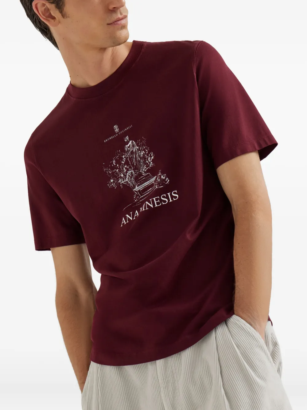Brunello Cucinelli Katoenen T-shirt met grafische print Rood