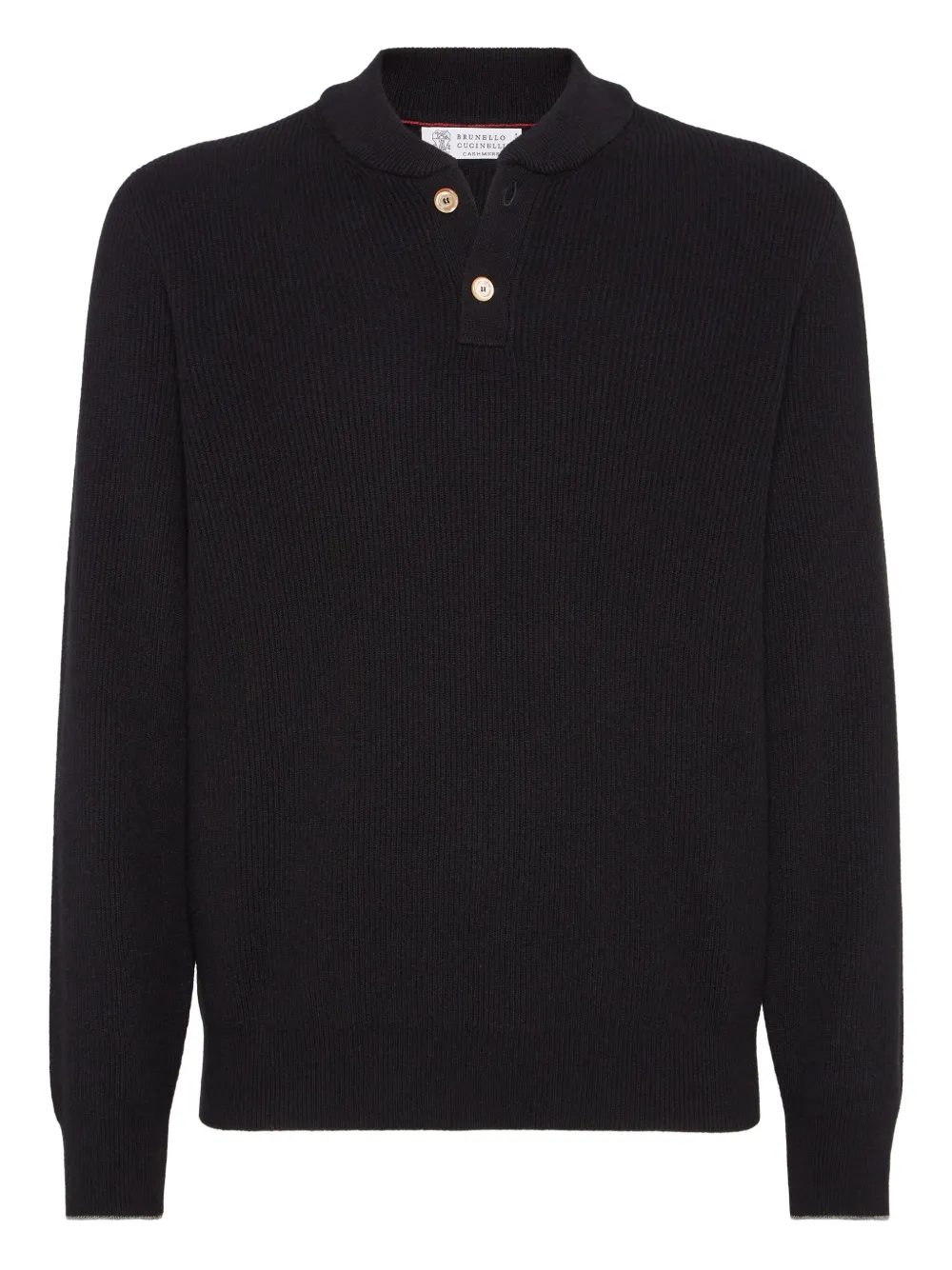 Brunello Cucinelli ribbed Henley-neck sweater Zwart