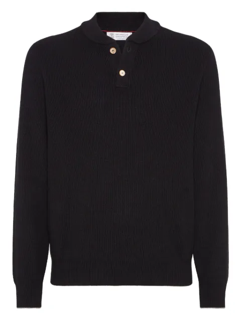 Brunello Cucinelli ribbed Henley-neck sweater