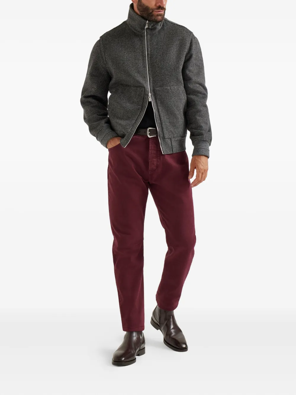 Brunello Cucinelli ribbed Henley-neck sweater Zwart