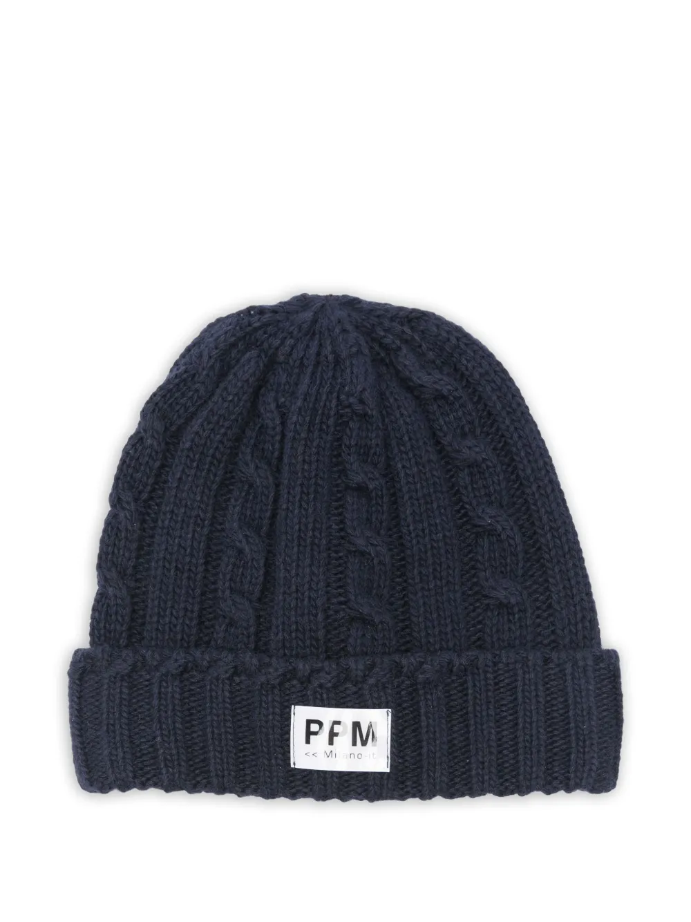 Paolo Pecora Kids Kabelgebreide muts met logo Blauw