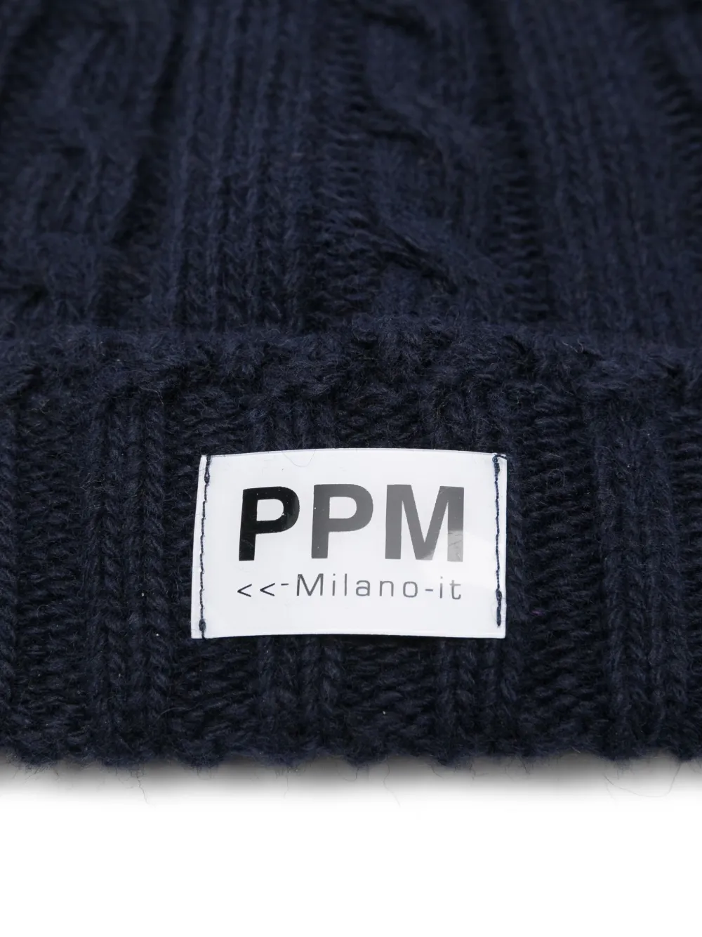 Paolo Pecora Kids cable-knit logo beanie - Blauw