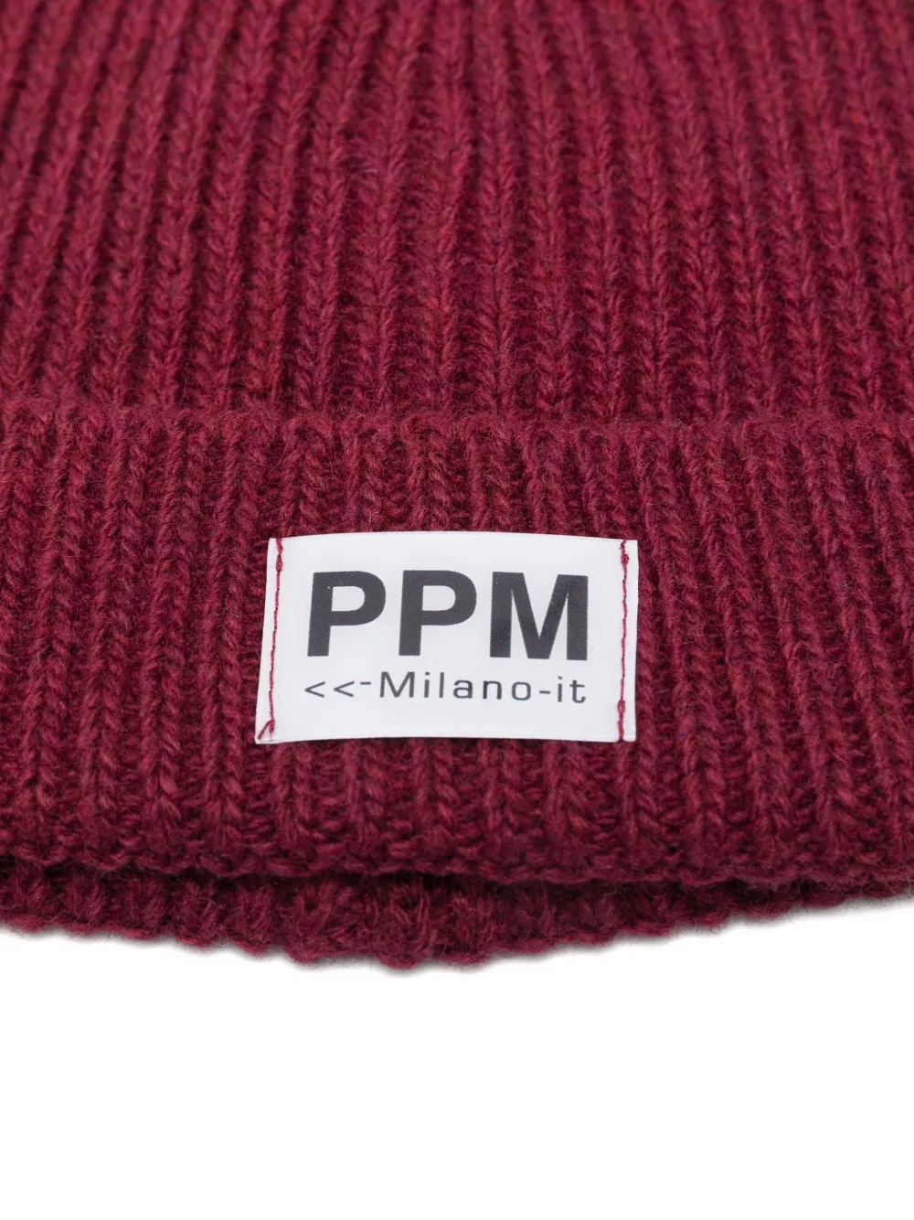 Paolo Pecora Kids ribbed-knit logo-patch beanie - Rood