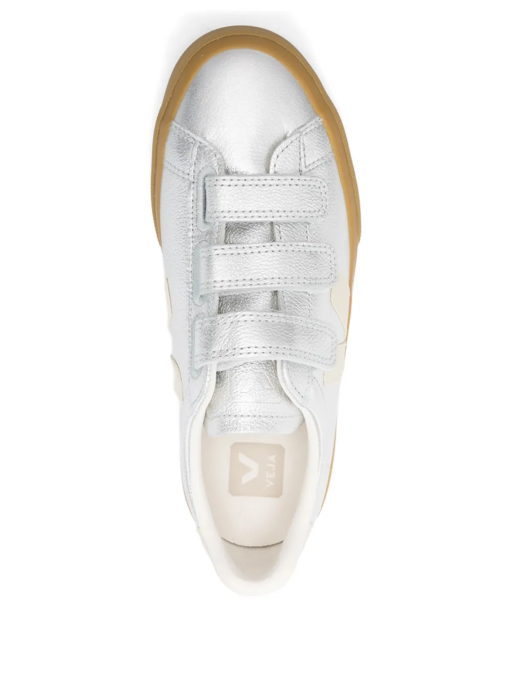 Veja Leather Strap-fastening Sneakers In Silver
