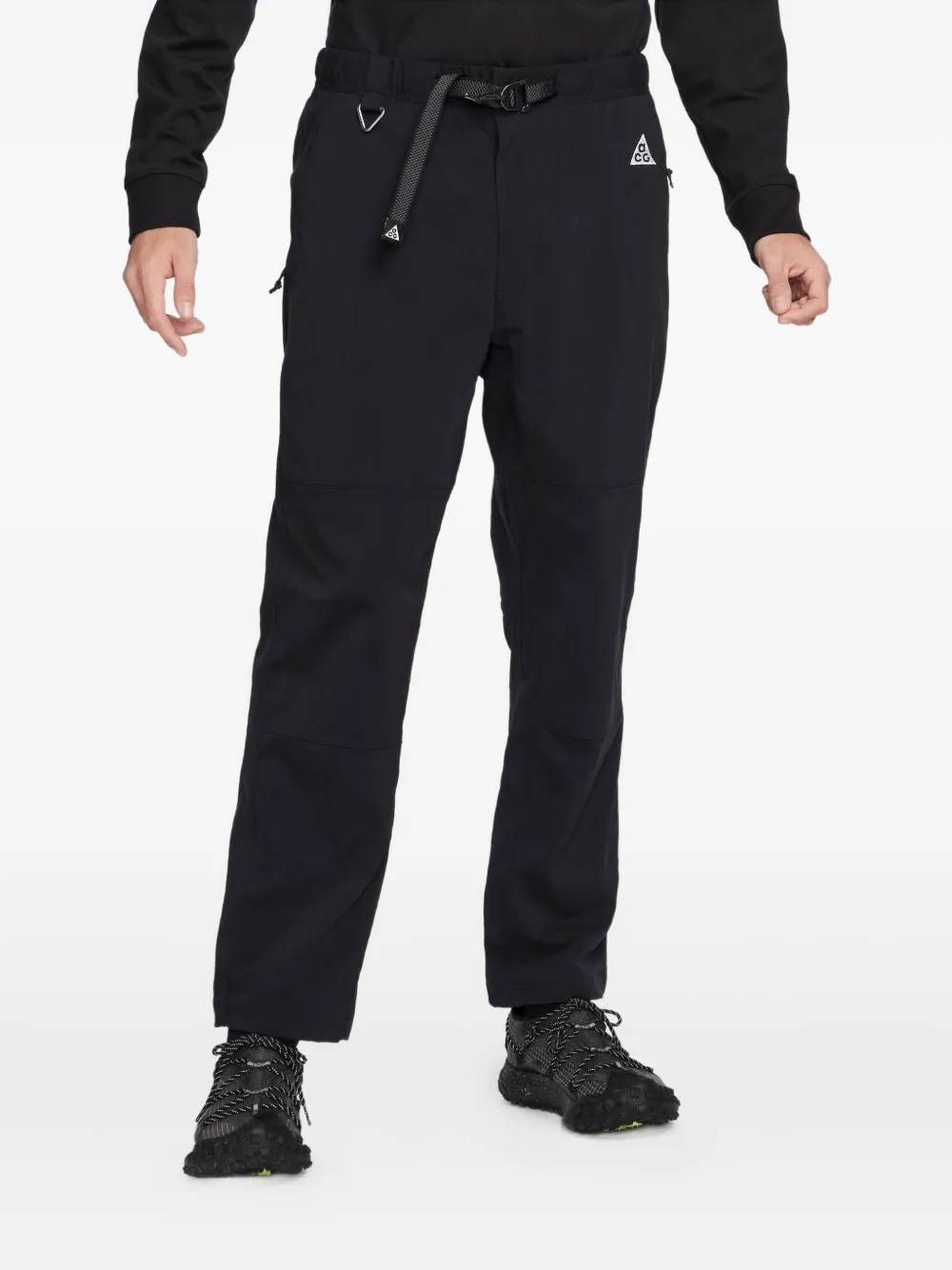 Nike Acg Straight-leg Belted Logo-embroidered Shell Trousers In Black