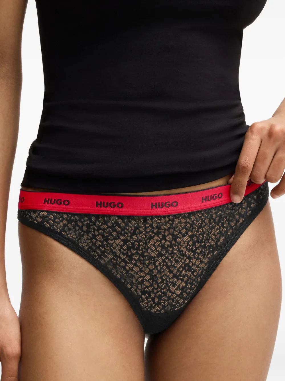 HUGO lace-trimmed briefs (pack of three) - Zwart