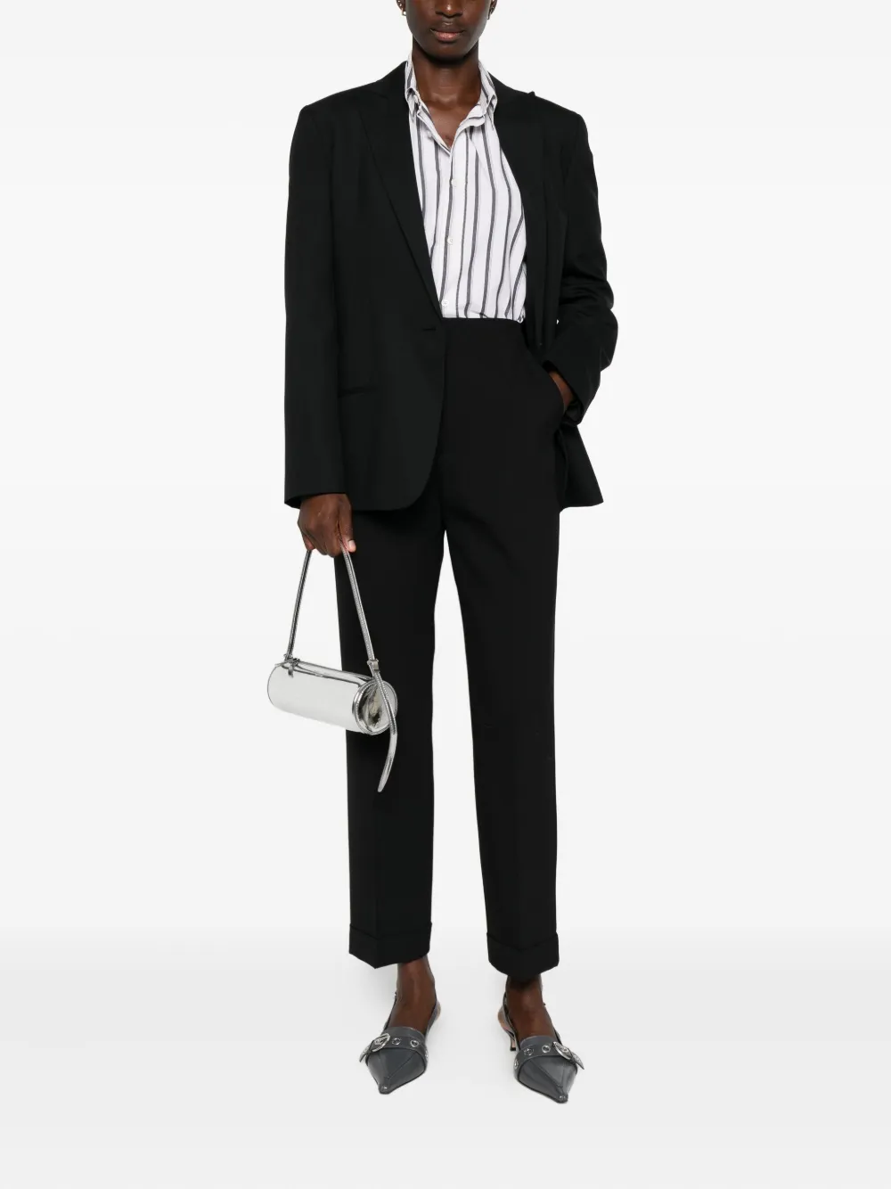 Alberta Ferretti Blazer met enkele rij knopen Zwart
