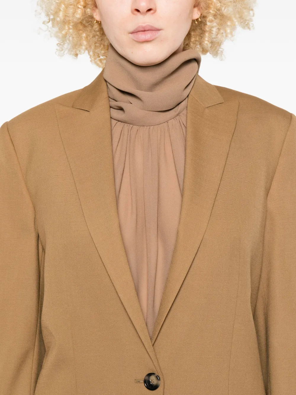 Alberta Ferretti Blazer met enkele rij knopen Beige