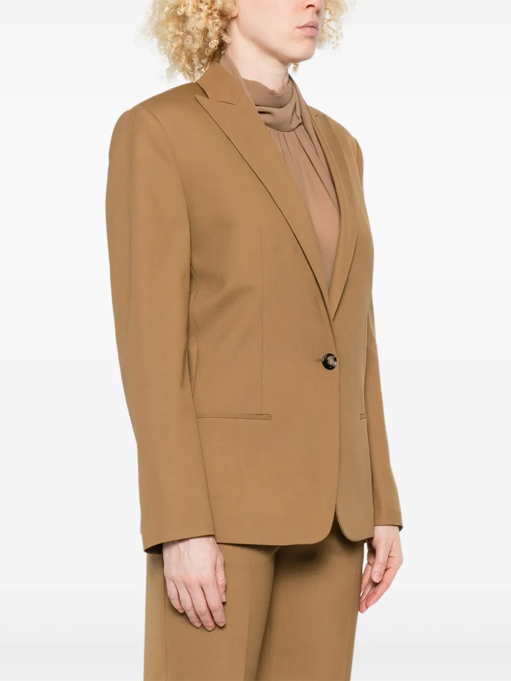 Alberta Ferretti Blazer met enkele rij knopen Beige