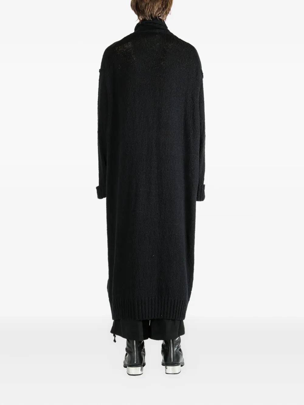 Yohji Yamamoto buttoned patch-pocket coat Zwart