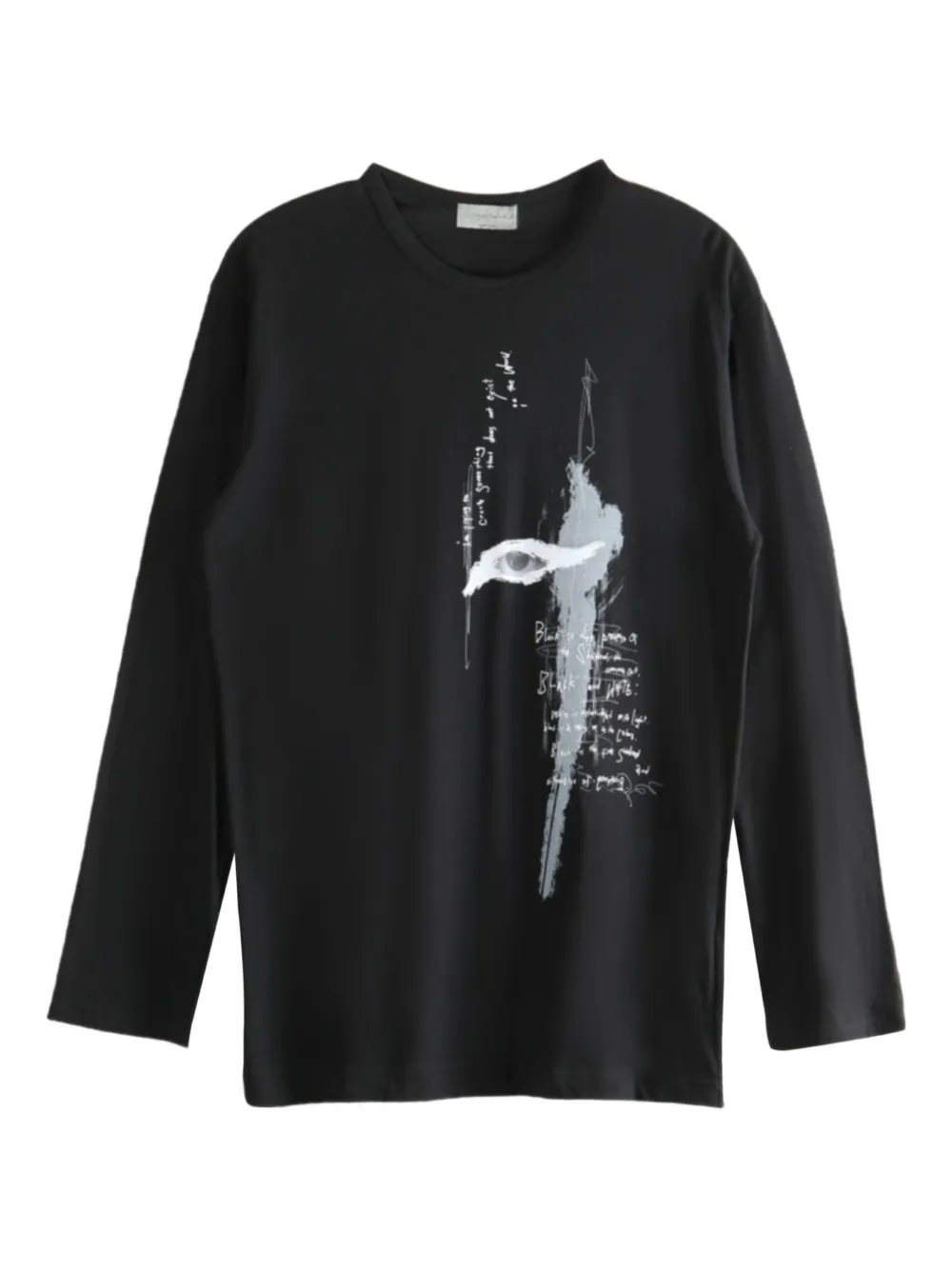 Yohji Yamamoto printed long-sleeve T-shirt Zwart