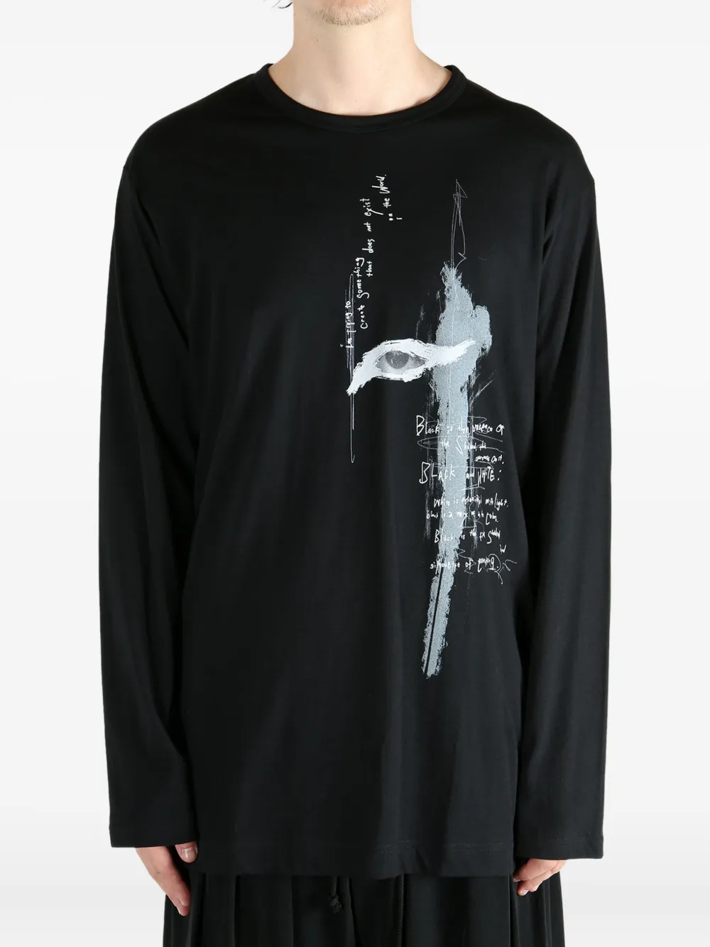 Yohji Yamamoto printed long-sleeve T-shirt - Zwart