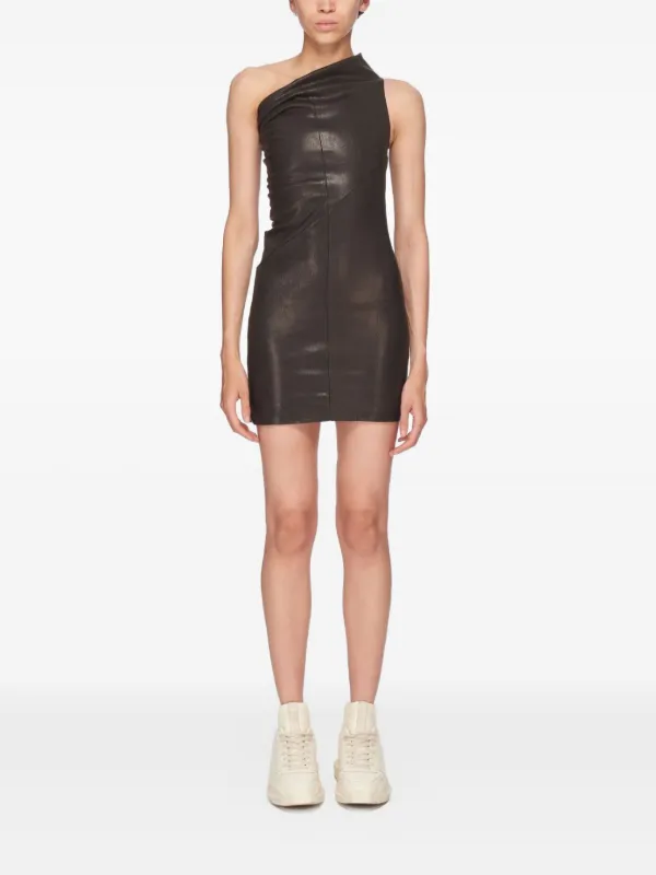 Rick Owens Draped one-shoulder Mini Dress | Brown | FARFETCH