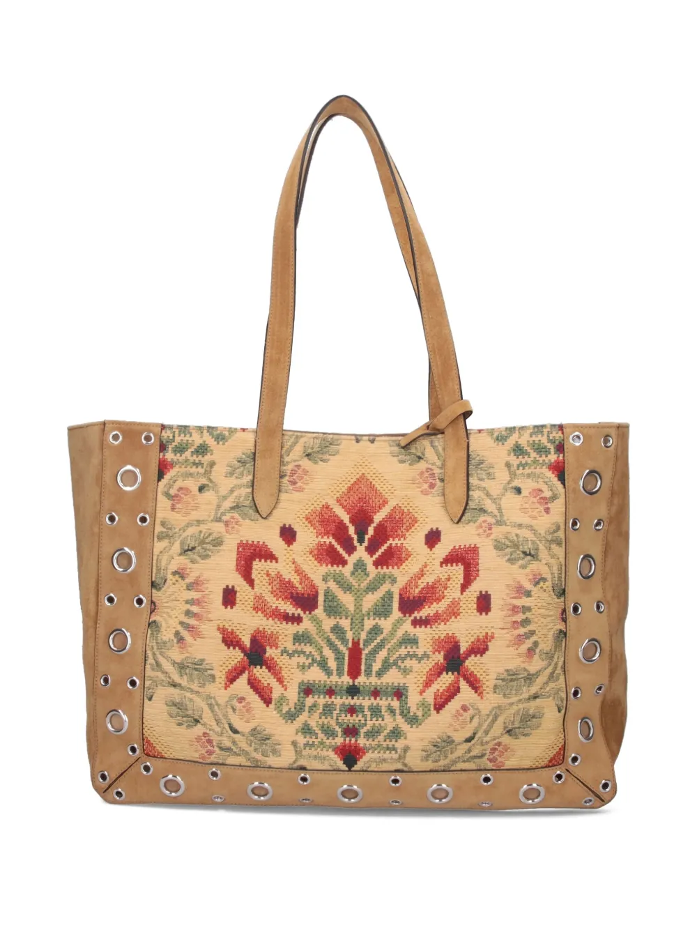 Valentino Garavani Nellcôte shopper met bloemenprint en studs Beige
