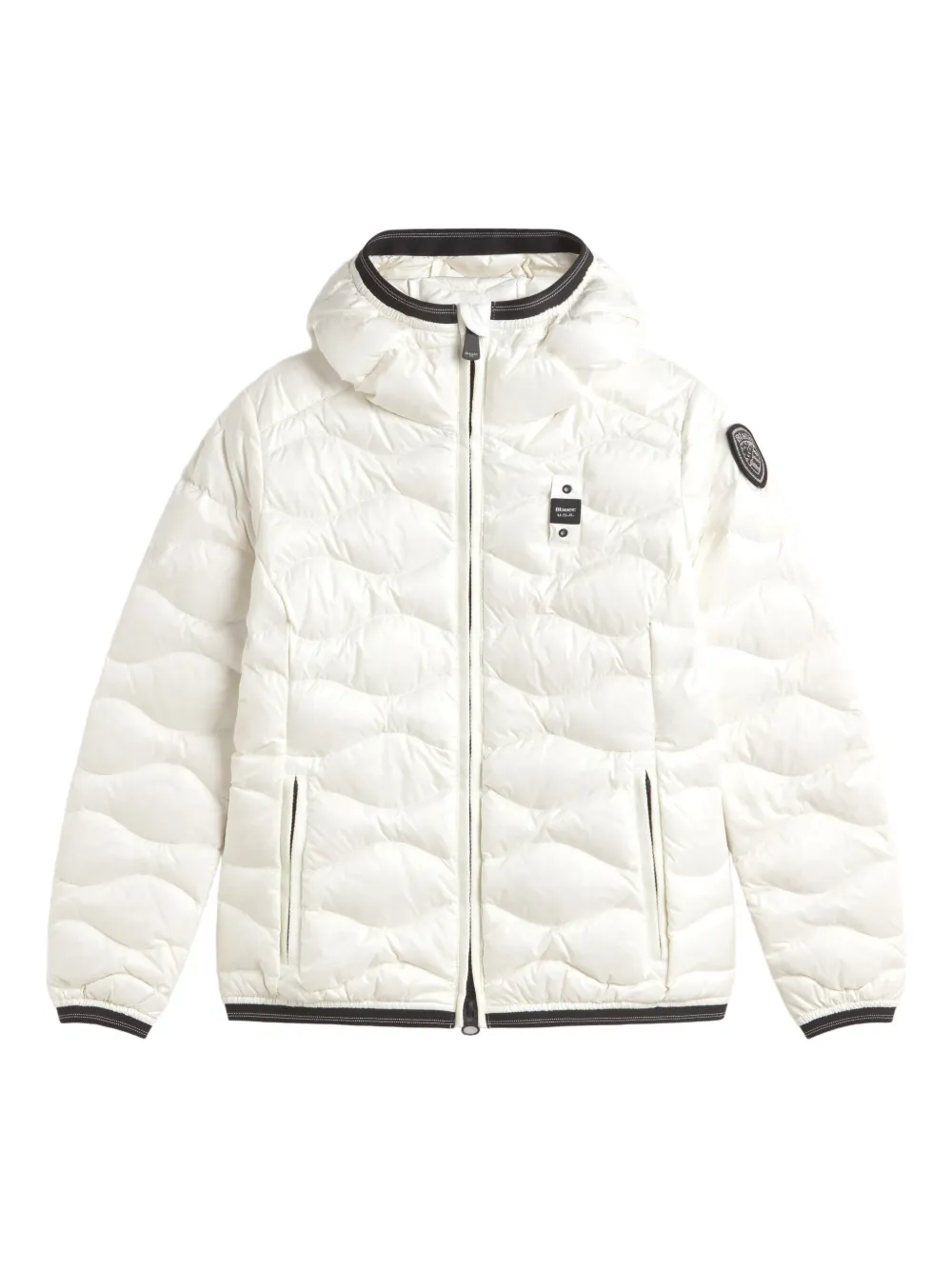 Blauer Gesteppte Kapuzenjacke In White