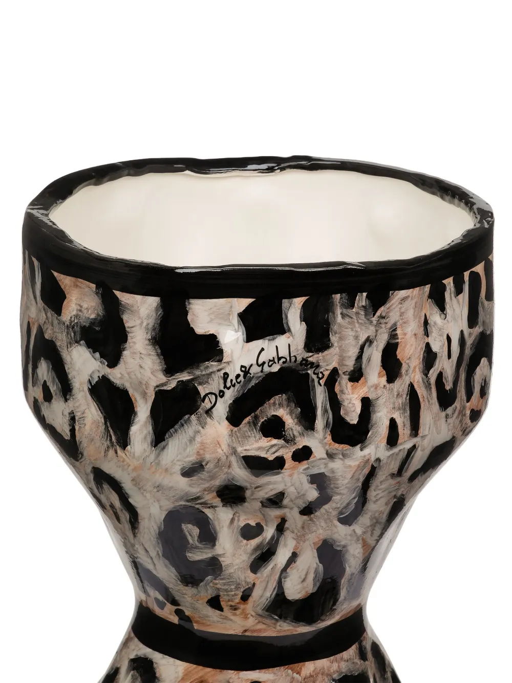 Dolce & Gabbana Leopard-print Hourglass Vase In Brown