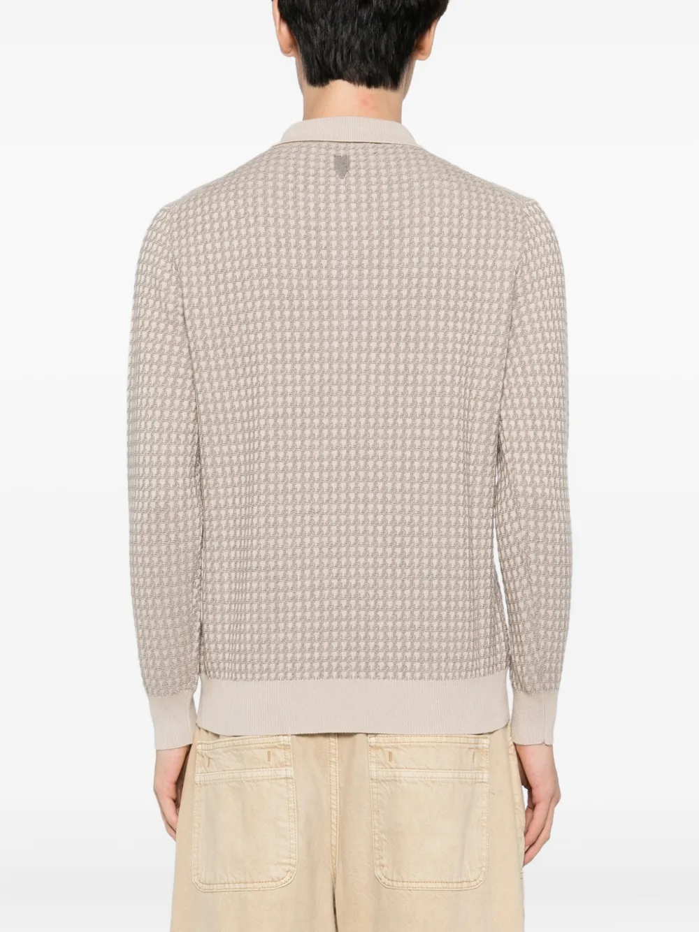 Canali Gebreid poloshirt Beige