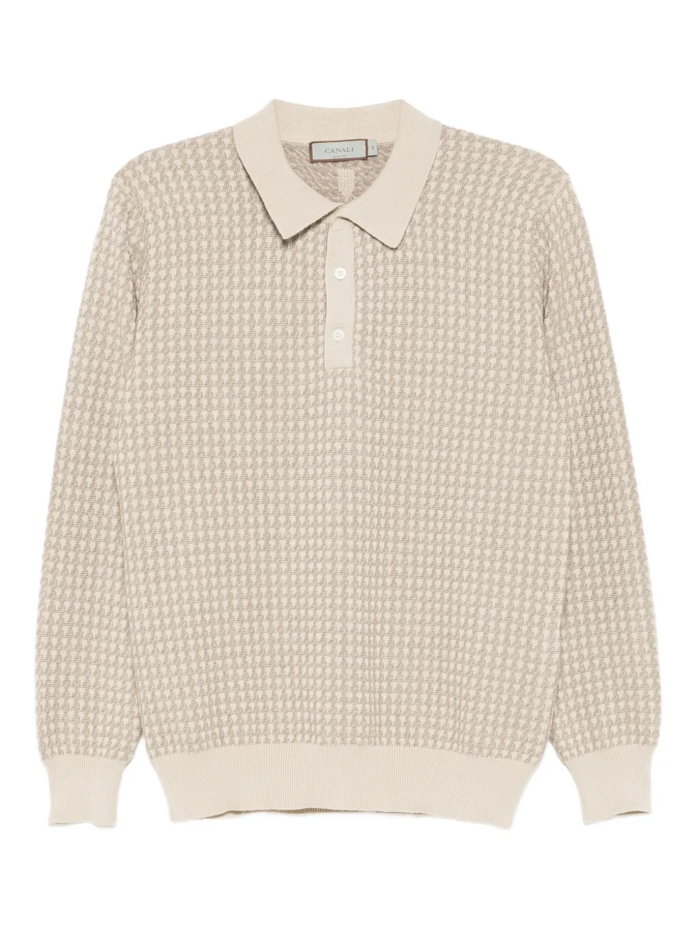 Canali Gebreid poloshirt Beige