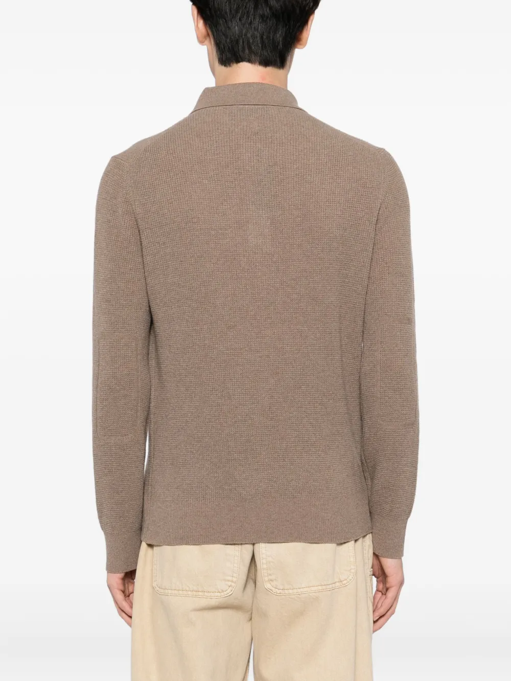 Canali Gebreid poloshirt Bruin