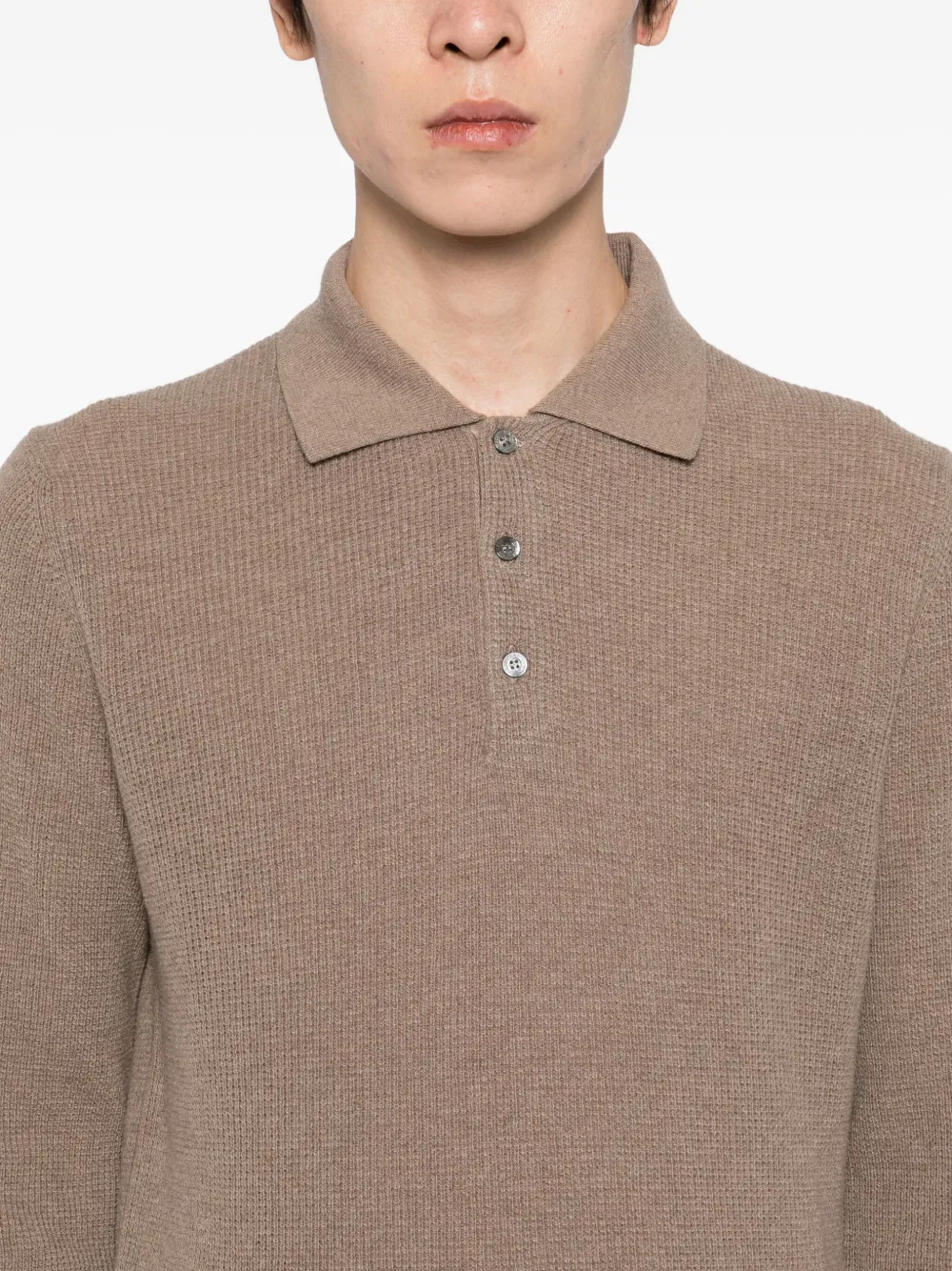 Canali Gebreid poloshirt Bruin